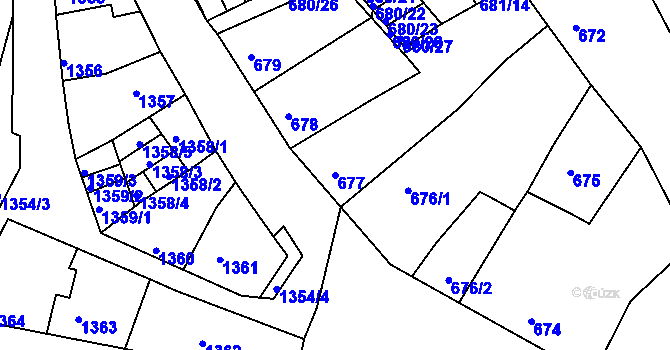 Parcela st. 677 v KÚ Litoměřice, Katastrální mapa