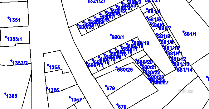 Parcela st. 680/14 v KÚ Litoměřice, Katastrální mapa