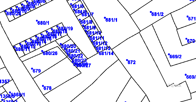 Parcela st. 681/14 v KÚ Litoměřice, Katastrální mapa