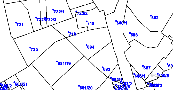 Parcela st. 684 v KÚ Litoměřice, Katastrální mapa