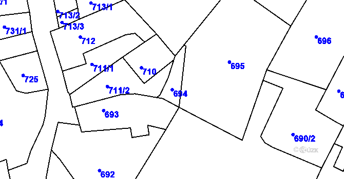 Parcela st. 694 v KÚ Litoměřice, Katastrální mapa