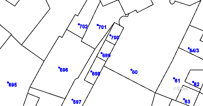 Parcela st. 699 v KÚ Litoměřice, Katastrální mapa