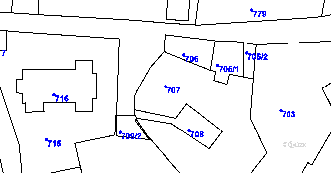 Parcela st. 707 v KÚ Litoměřice, Katastrální mapa