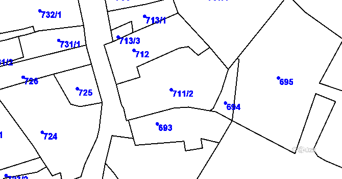Parcela st. 711/2 v KÚ Litoměřice, Katastrální mapa