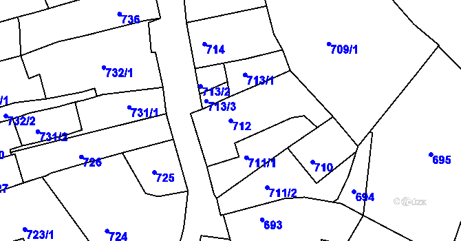 Parcela st. 712 v KÚ Litoměřice, Katastrální mapa