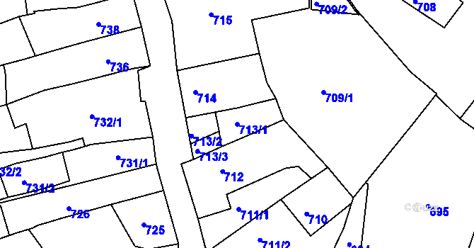 Parcela st. 713/1 v KÚ Litoměřice, Katastrální mapa