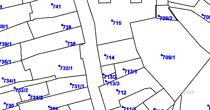Parcela st. 714 v KÚ Litoměřice, Katastrální mapa