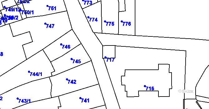 Parcela st. 717 v KÚ Litoměřice, Katastrální mapa