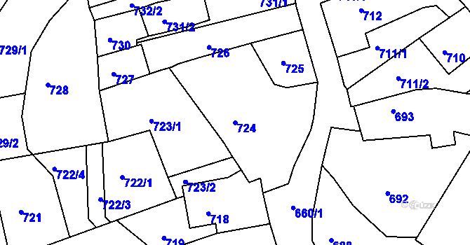 Parcela st. 724 v KÚ Litoměřice, Katastrální mapa