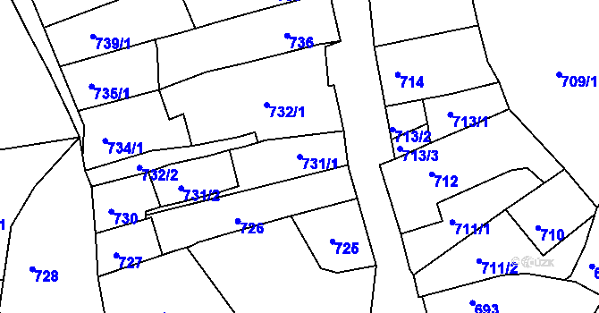 Parcela st. 731/1 v KÚ Litoměřice, Katastrální mapa