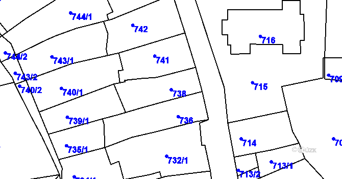 Parcela st. 738 v KÚ Litoměřice, Katastrální mapa