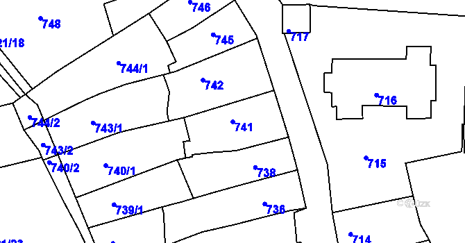 Parcela st. 741 v KÚ Litoměřice, Katastrální mapa