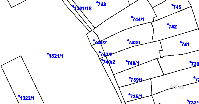 Parcela st. 743/2 v KÚ Litoměřice, Katastrální mapa