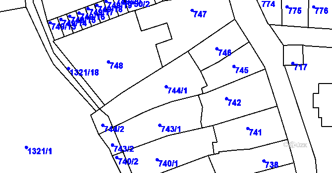 Parcela st. 744/1 v KÚ Litoměřice, Katastrální mapa