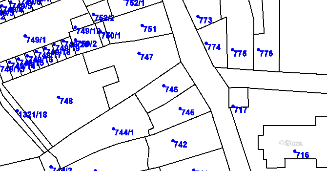 Parcela st. 746 v KÚ Litoměřice, Katastrální mapa