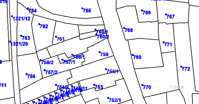 Parcela st. 759 v KÚ Litoměřice, Katastrální mapa