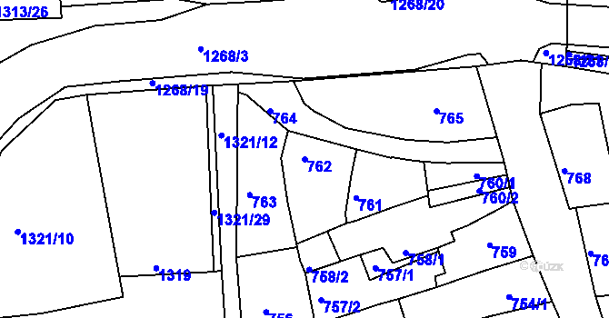 Parcela st. 762 v KÚ Litoměřice, Katastrální mapa