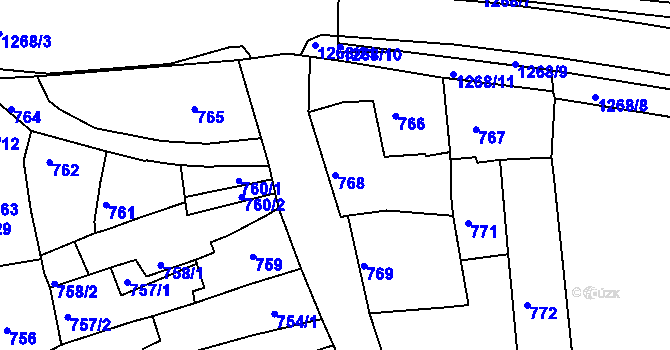 Parcela st. 768 v KÚ Litoměřice, Katastrální mapa
