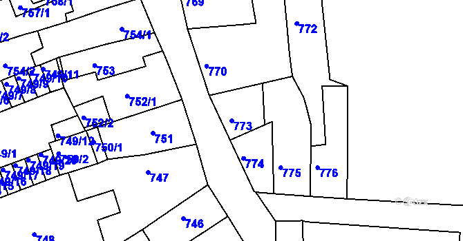 Parcela st. 773 v KÚ Litoměřice, Katastrální mapa