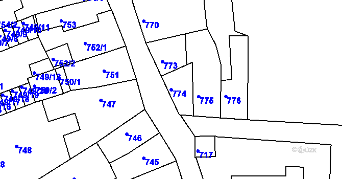 Parcela st. 774 v KÚ Litoměřice, Katastrální mapa