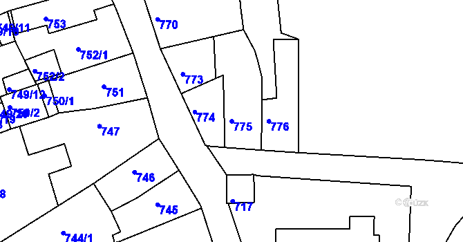 Parcela st. 775 v KÚ Litoměřice, Katastrální mapa