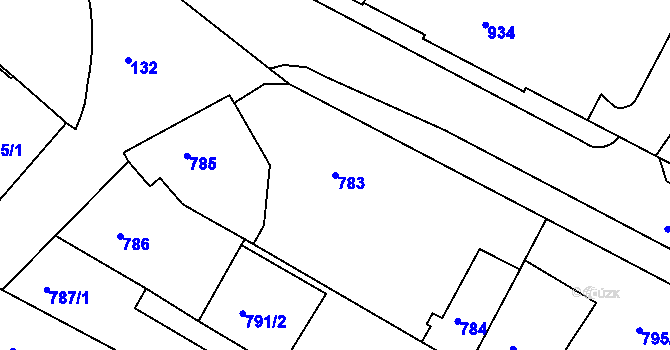 Parcela st. 783 v KÚ Litoměřice, Katastrální mapa