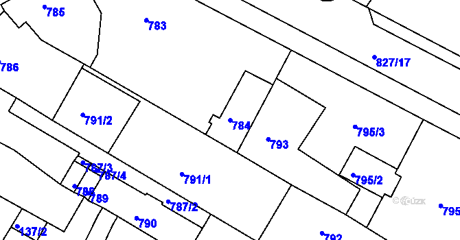 Parcela st. 784 v KÚ Litoměřice, Katastrální mapa