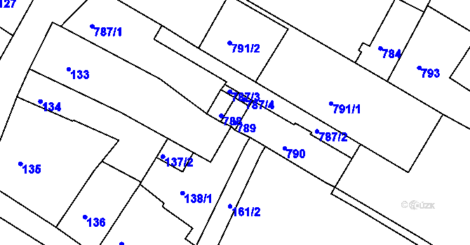 Parcela st. 789 v KÚ Litoměřice, Katastrální mapa