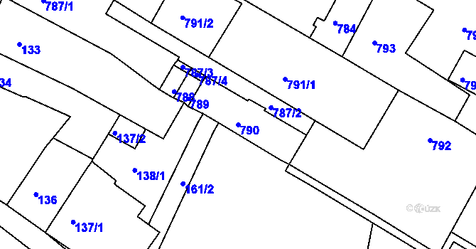 Parcela st. 790 v KÚ Litoměřice, Katastrální mapa