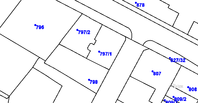 Parcela st. 797/1 v KÚ Litoměřice, Katastrální mapa