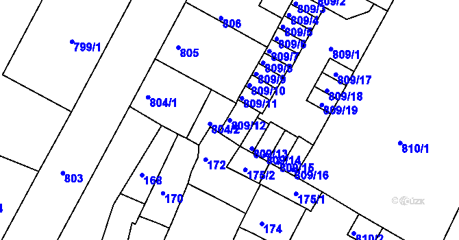 Parcela st. 809/12 v KÚ Litoměřice, Katastrální mapa