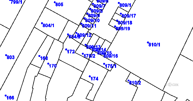 Parcela st. 809/15 v KÚ Litoměřice, Katastrální mapa