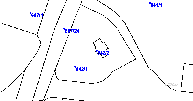 Parcela st. 842/2 v KÚ Litoměřice, Katastrální mapa