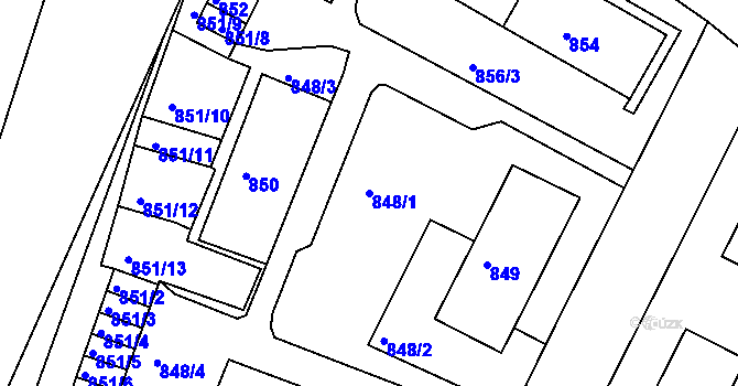 Parcela st. 848/1 v KÚ Litoměřice, Katastrální mapa