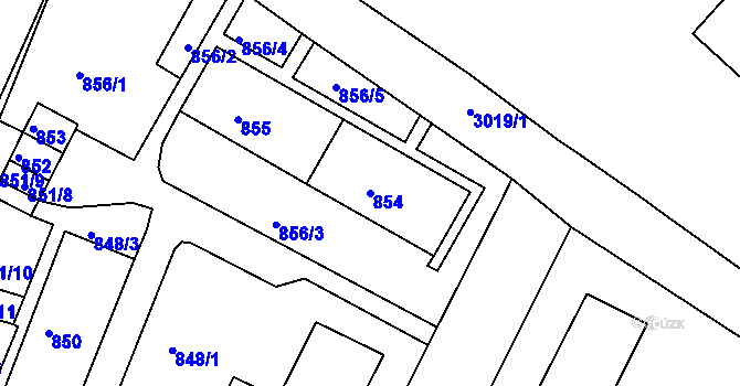 Parcela st. 854 v KÚ Litoměřice, Katastrální mapa