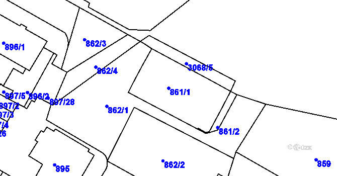 Parcela st. 861/1 v KÚ Litoměřice, Katastrální mapa