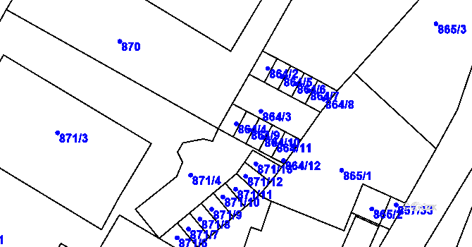 Parcela st. 864/4 v KÚ Litoměřice, Katastrální mapa