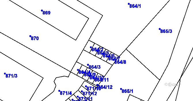 Parcela st. 864/5 v KÚ Litoměřice, Katastrální mapa