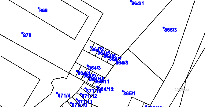 Parcela st. 864/6 v KÚ Litoměřice, Katastrální mapa