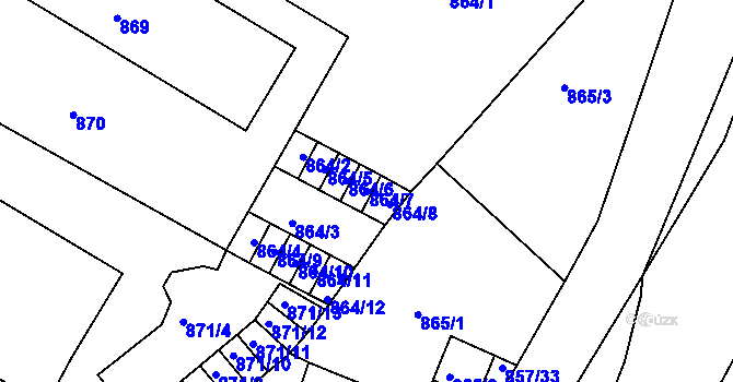 Parcela st. 864/7 v KÚ Litoměřice, Katastrální mapa
