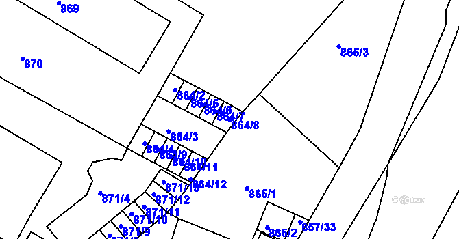 Parcela st. 864/8 v KÚ Litoměřice, Katastrální mapa