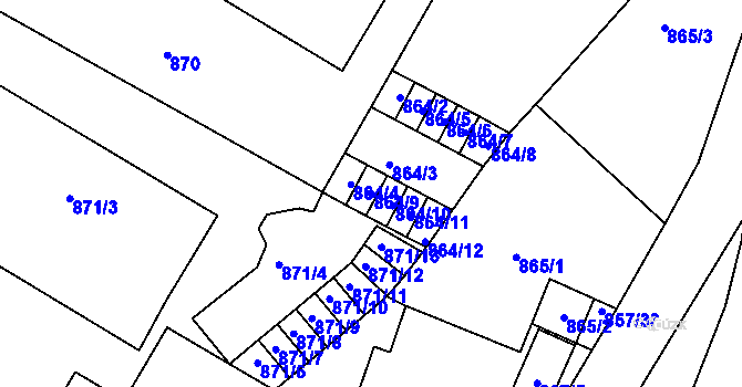 Parcela st. 864/9 v KÚ Litoměřice, Katastrální mapa