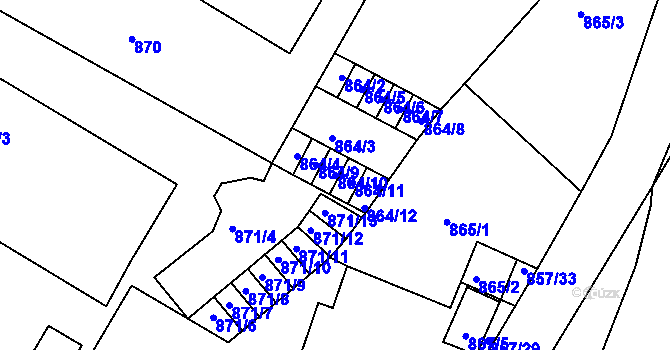 Parcela st. 864/10 v KÚ Litoměřice, Katastrální mapa