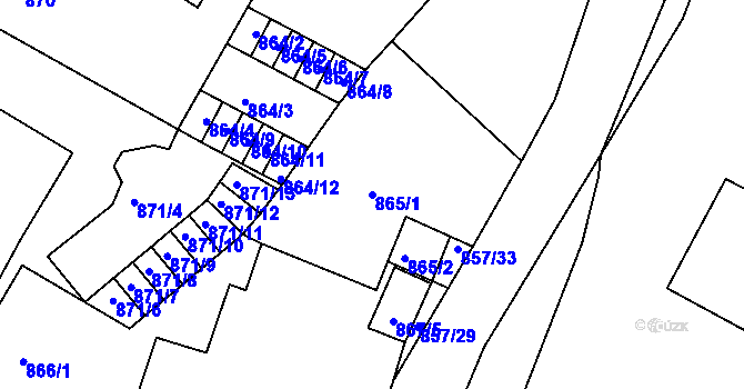 Parcela st. 865/1 v KÚ Litoměřice, Katastrální mapa