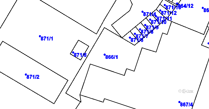 Parcela st. 866/1 v KÚ Litoměřice, Katastrální mapa