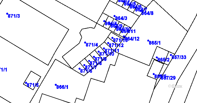 Parcela st. 871/10 v KÚ Litoměřice, Katastrální mapa