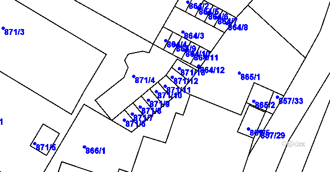 Parcela st. 871/11 v KÚ Litoměřice, Katastrální mapa
