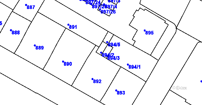 Parcela st. 894/2 v KÚ Litoměřice, Katastrální mapa