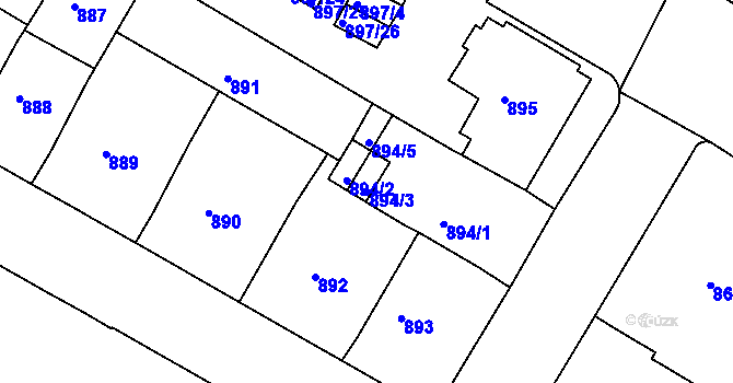 Parcela st. 894/3 v KÚ Litoměřice, Katastrální mapa
