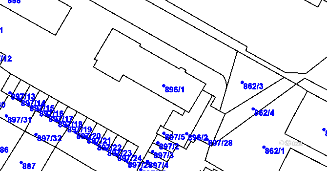 Parcela st. 896/1 v KÚ Litoměřice, Katastrální mapa